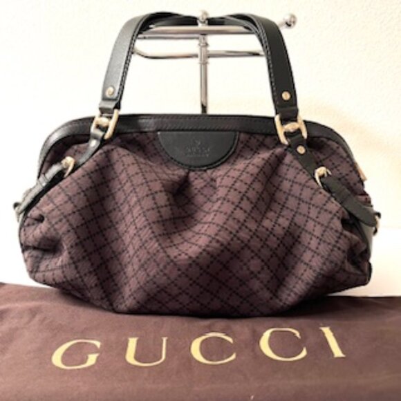 GUCCI Shoulder Bag,  Brown Canvas and Leather - Picture 1 of 12